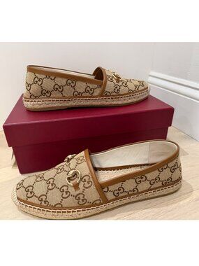 Gucci Pilar Horsebit Espadrille Flat
